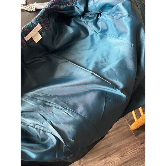 Vintage 90s Tweed Jacket Blue Purple Pink Spring Classy Size Small - Picture 5 of 5